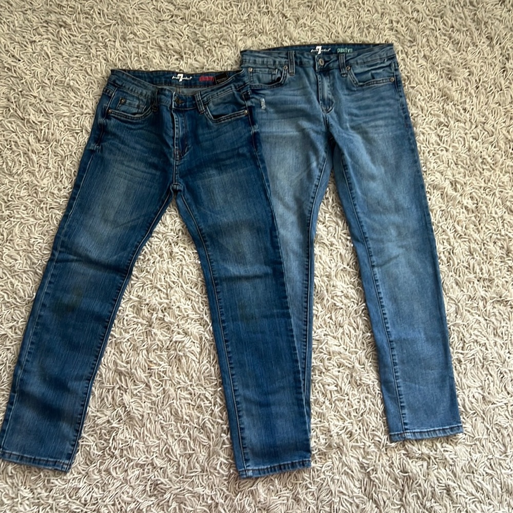 Boys kids 7 for all mankind jeans sizes 10/ 12 blue jeans bundle of 2 pair